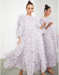 Сиреневое oversized платье мидакси из фактурной сетки Asos edition