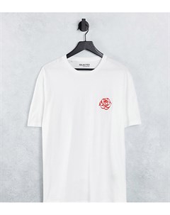 Белая oversized футболка с вышивкой розы из смесового хлопка эксклюзивно для ASOS Selected homme