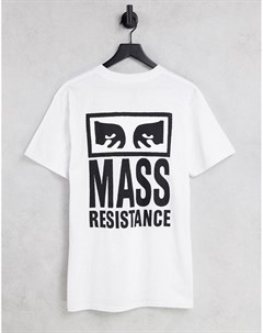 Белая футболка с принтом Mass Resistance Obey