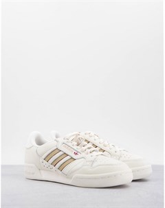 Белые кроссовки в стиле 80 х с золотистыми полосками Continental Adidas originals