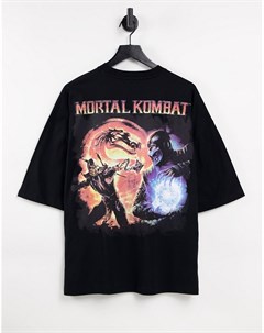 Oversized футболка черного цвета с принтом из Mortal Kombat Asos design