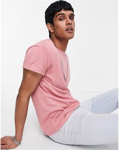 Розовая футболка с отворотами на рукавах из органического хлопка New look