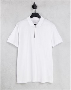 Белая футболка поло с короткой молнией Premium Jack & jones