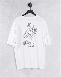 Белая футболка в стиле oversized с рисунком руки на спине Originals Jack & jones