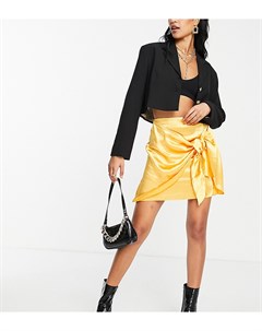 Желтая атласная юбка мини с узлом Tall Asos design