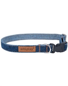 Ошейник Denim Collection регулируемый темно синий для собак XL 45 70 b см x 2 5 см Темно синий Amiplay
