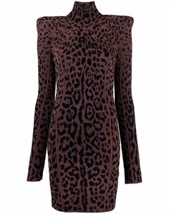 Жаккардовое мини платье с леопардовым принтом Roberto cavalli