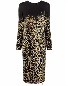 Платье с длинными рукавами и леопардовым принтом Roberto cavalli