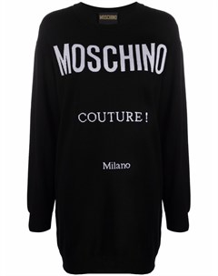 Трикотажное платье с логотипом Couture Moschino