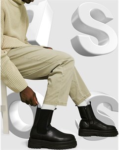 Черные ботинки челси из искусственной кожи Asos design