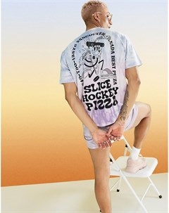 Свободная футболка с градиентной расцветкой тай дай и принтом пиццы на спине Asos design
