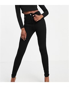 Черные моделирующие зауженные джинсы с завышенной талией ASOS DESIGN Tall Asos tall