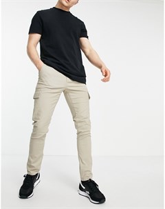 Бежевые брюки скинни в стиле карго Asos design