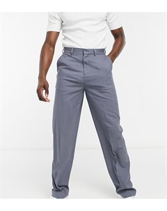 Серые строгие брюки с широкими штанинами с узором в елочку Tall Asos design