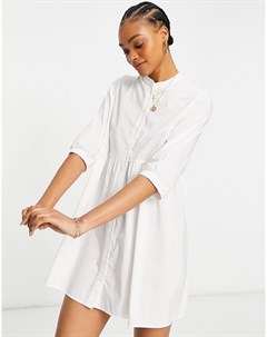 Белое платье рубашка без воротника Vero moda