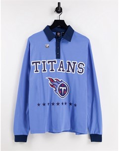 Синий лонгслив поло в стиле регби с принтом названия команды НФЛ Titans Asos design