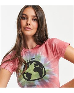Розовая футболка с принтом тай дай и надписью Wonderful World Topshop tall