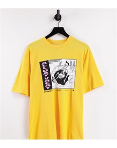 Желтая oversized футболка из ткани пике с принтом скелета Collusion