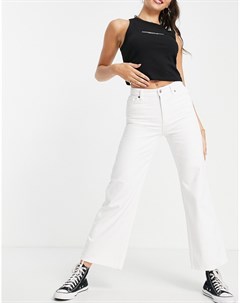 Белые укороченные джинсы из органического хлопка с широкими штанинами Yoko Monki