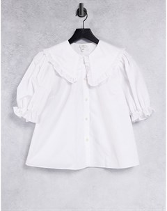 Белая поплиновая рубашка свободного кроя с oversized воротником River island