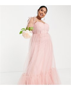 Платье розового цвета из тюля с корсетом и юбкой Bridesmaid Phoenix Lace & beads plus