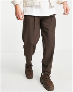 Суженные книзу oversized брюки коричневого цвета Asos design