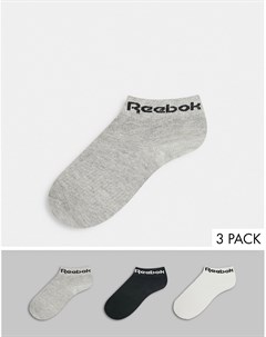 Набор из 3 пар белых черных и серых носков до щиколотки Training Reebok