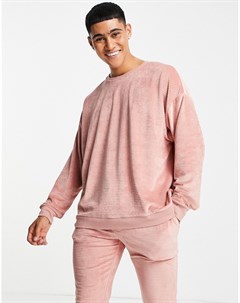 Розовая велюровая пижама в рубчик Asos design
