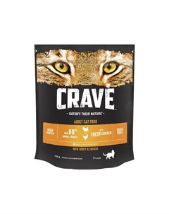 Полнорационный сухой корм для кошек беззерновой с курицей и индейкой 750 г Crave