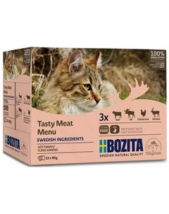 Meat Multibox влажный корм для взрослых кошек в желе мясной микс в паучах 85 г Bozita