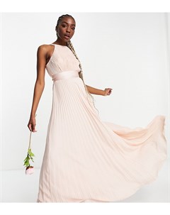 Плиссированное платье сарафан макси для подружки невесты с атласным поясом Tall Bridesmaid Asos design