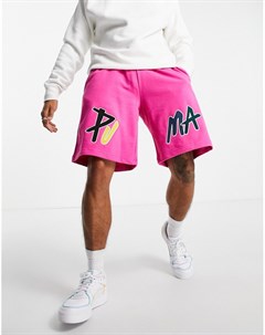 Розовые шорты свободного кроя с разноцветным логотипом Puma