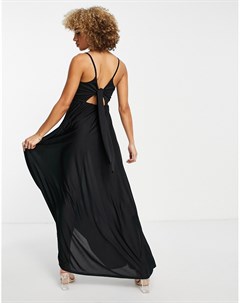 Черное платье макси на запахе с завязкой на спине Asos design