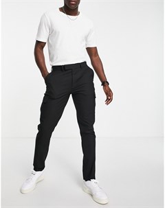 Черные зауженные брюки в строгом стиле с карманом карго Asos design