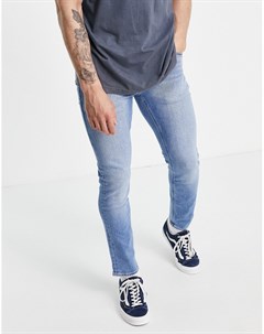 Синие выбеленные узкие джинсы в винтажном стиле из эластичной ткани Asos design