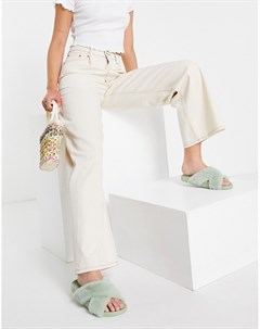 Свободные джинсы цвета экрю мужского силуэта в винтажном стиле со складками спереди и завышенной тал Asos design