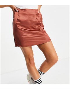 Атласная мини юбка шоколадного цвета от комплекта Missguided