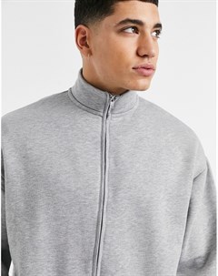 Серая меланжевая спортивная куртка в стиле oversized Asos design