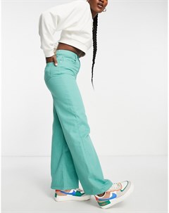 Зеленые джинсы с завышенной талией и широкими штанинами Na-kd