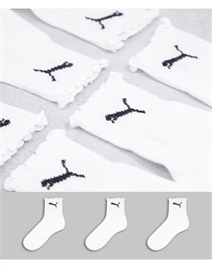 Набор из 3 пар белых носков с черным логотипом Puma