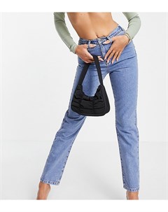 Голубые джинсы с прямыми штанинами и декоративной вставкой в виде стрингов Asyou