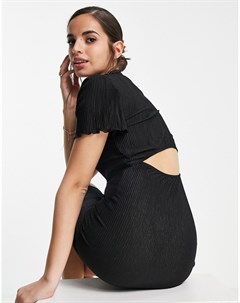 Черное плиссированное платье мини с волнистыми краями Urban revivo