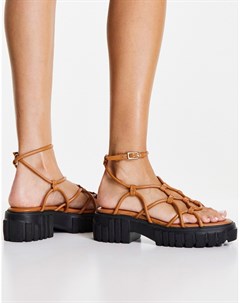Светло коричневые премиум сандалии с ремешками Frequent Asos design