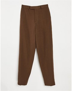 Коричневые узкие строгие брюки с завышенной талией Asos design