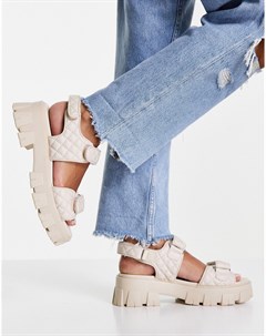 Бежевые стеганые сандалии в винтажном стиле Missguided