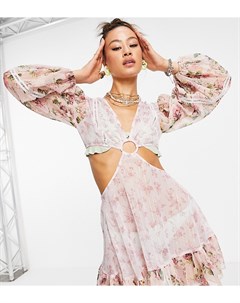 Пляжное платье мини с вырезами и цветочным принтом Inspired Couture Reclaimed vintage