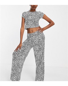 Пижамный комплект с широкими брюками с леопардовым принтом Missguided tall