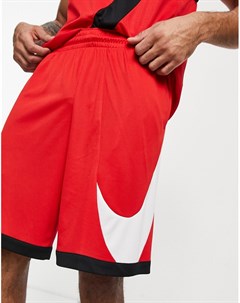 Красные шорты с большим логотипом галочкой Dri FIT Nike basketball