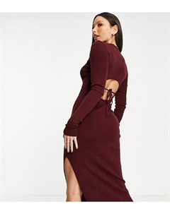 Темно красное платье макси с открытой спиной ASOS DESIGN Tall Asos tall