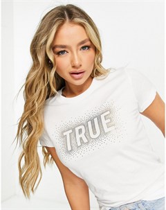 Белая футболка с круглым вырезом и отделкой блестками True religion
